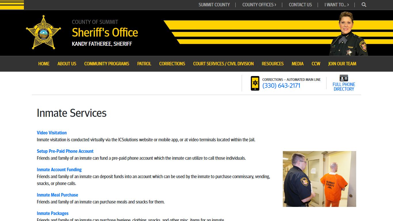 Inmate Services : Summit County Sheriff's Office